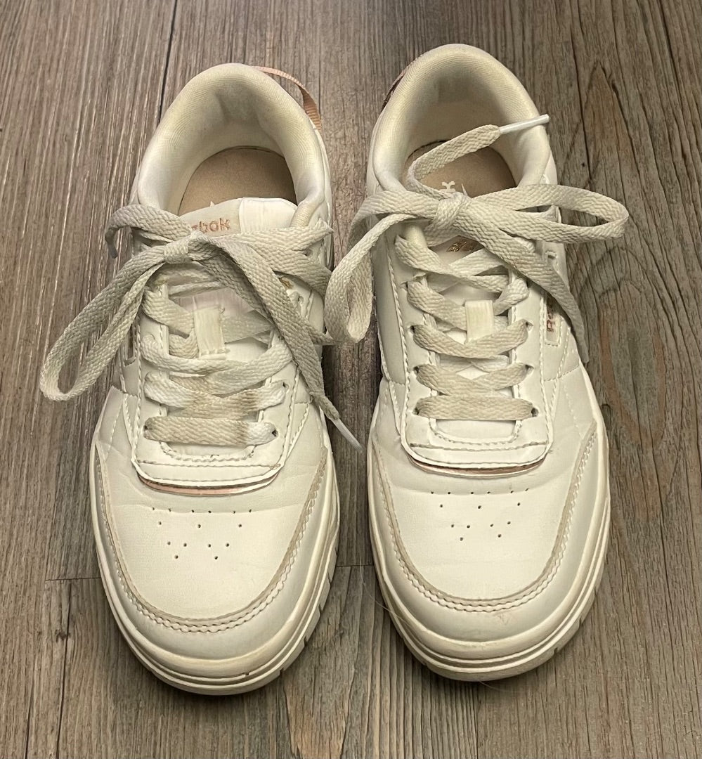 White Reebok Lace Up Sneaker, 1Y