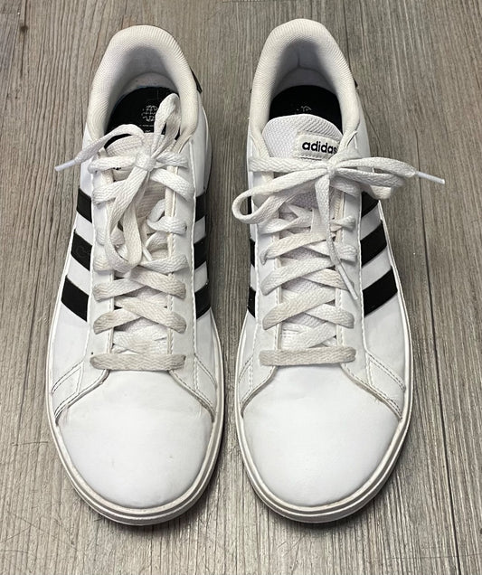White Adidas Lace Up Sneaker, 7Y