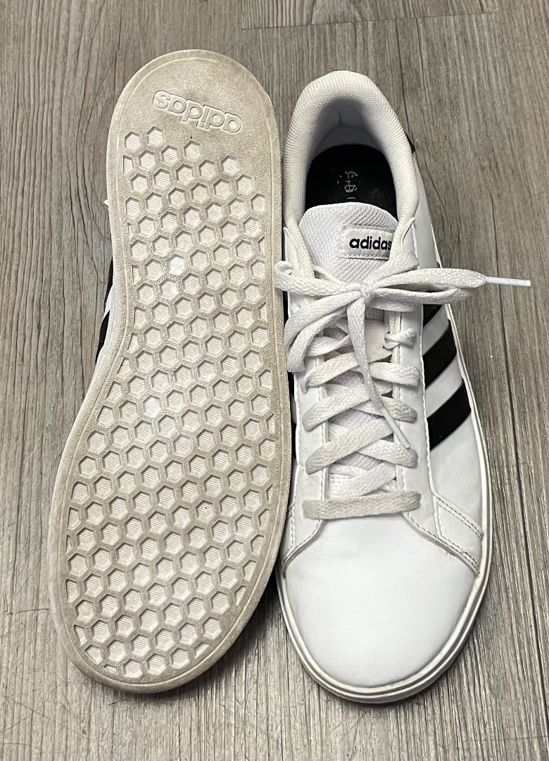 White Adidas Lace Up Sneaker, 7Y