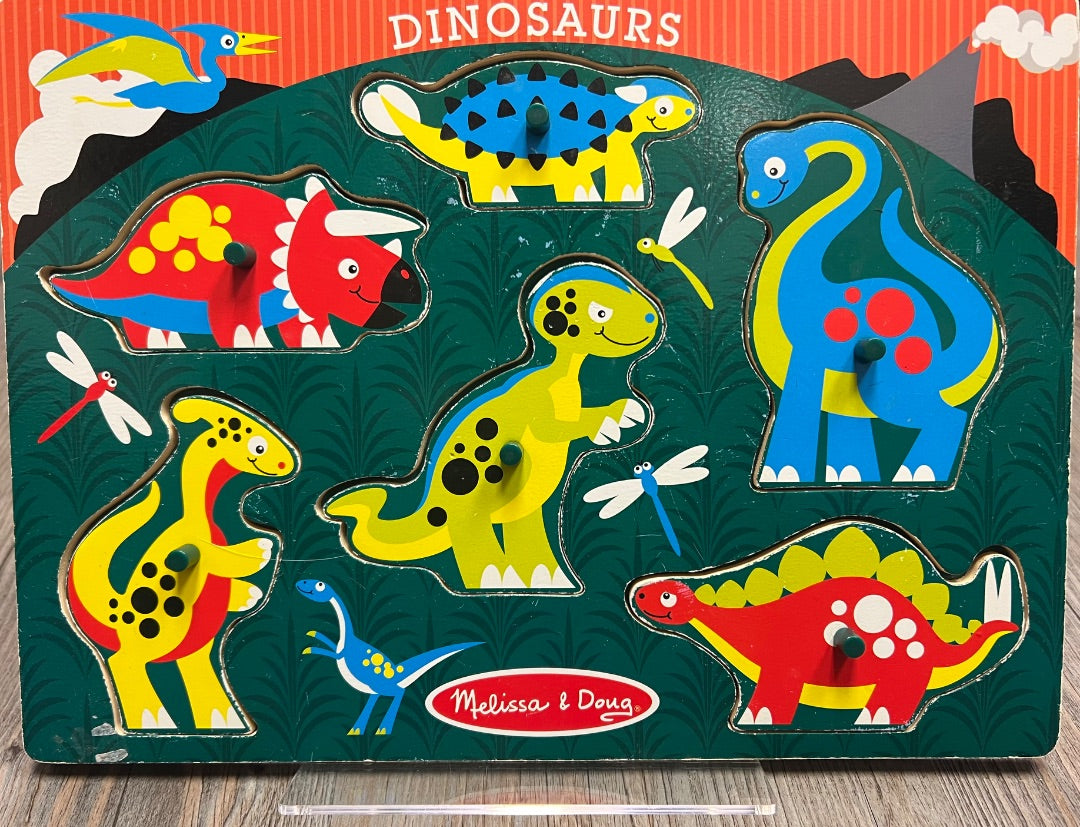 Multi  Dino Peg Puzzle, 6 Pcs