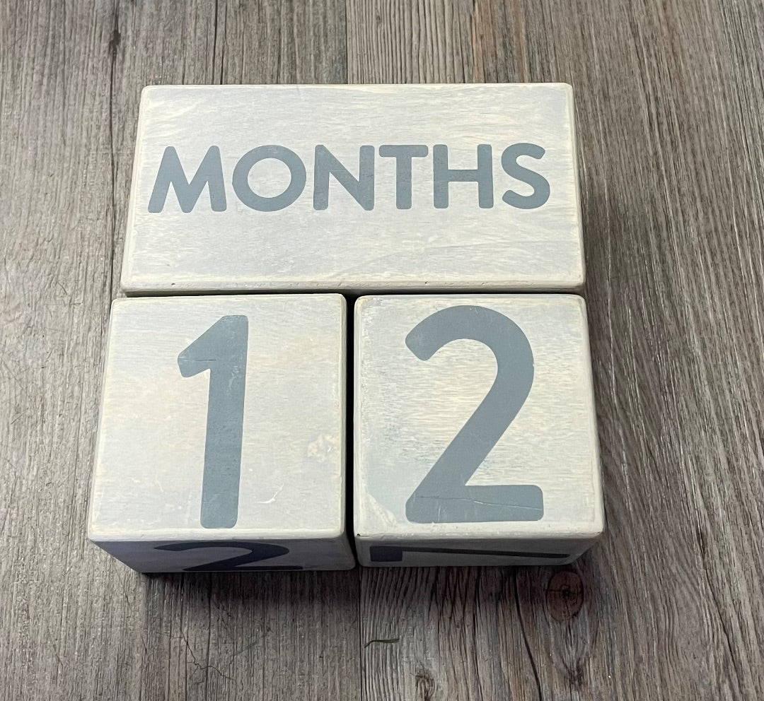 Grey  Wooden  Age Blocks, Pre-owned