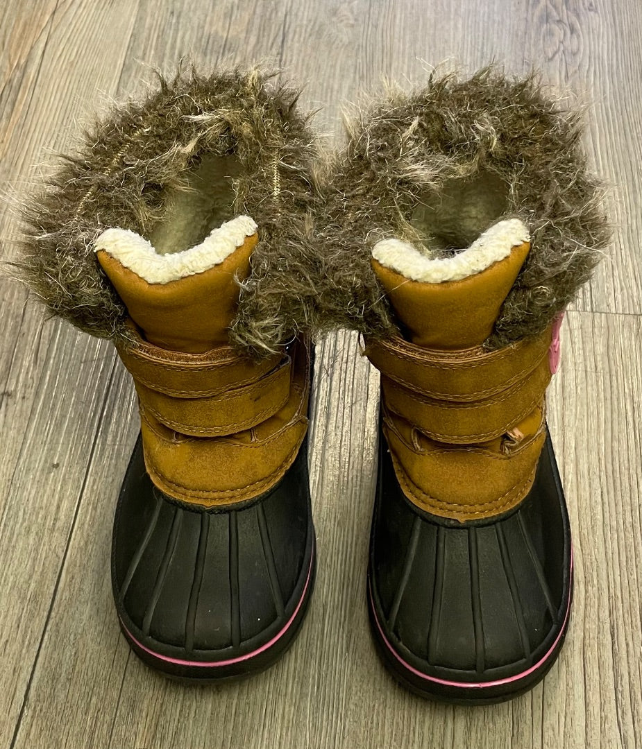 Brown  Velcro Winter Boots, 9T