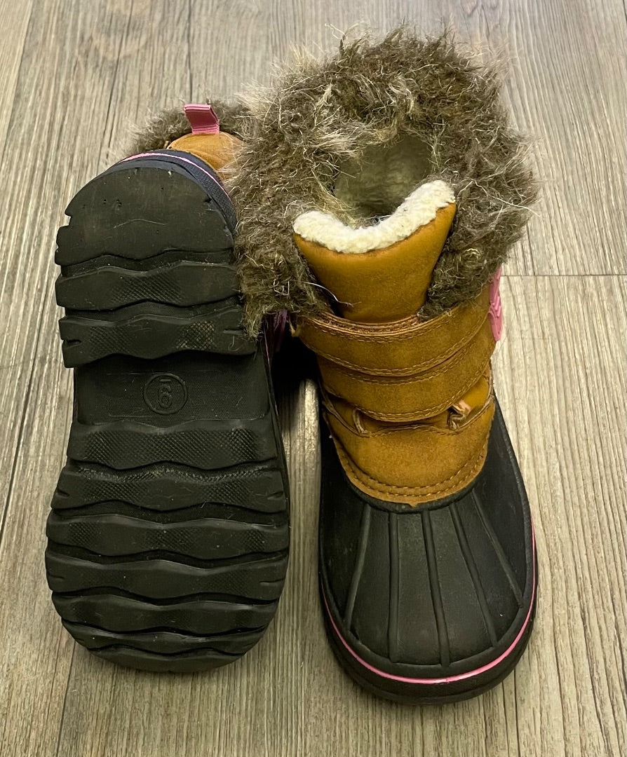 Brown  Velcro Winter Boots, 9T