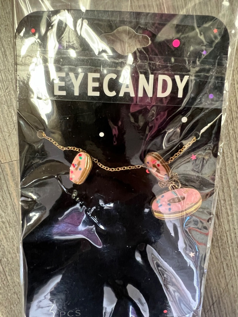 Pink Eyecandy Donut Earrings/Necklace, New