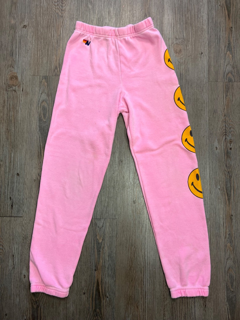 Neon Pink Aviator Nation Smiley Sweatpants, 14Y