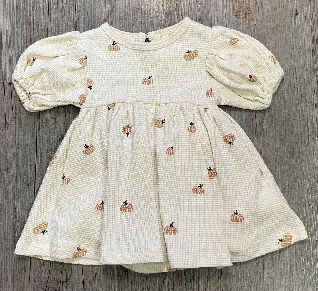 Cream Quincy Mae Waffle 2pcs Pumpkin Dress, 3-6M