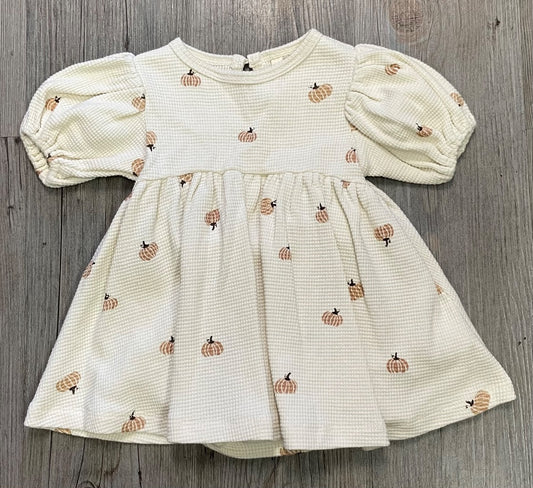 Cream Quincy Mae Waffle 2pcs Pumpkin Dress, 3-6M