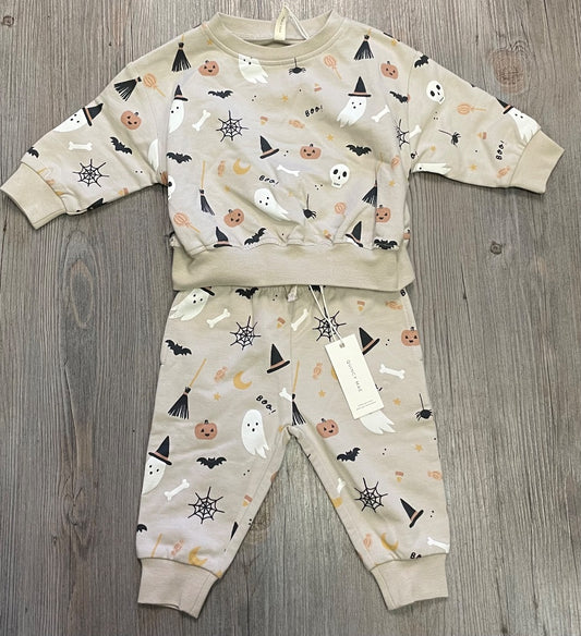 Warm Grey Quincy Mae Relaxed Sweat Set, 3-6M