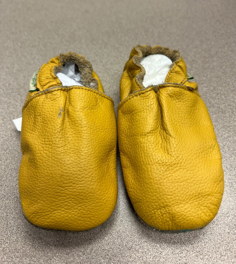 Yellow Sayoyo leather Moccassin, 12-18M