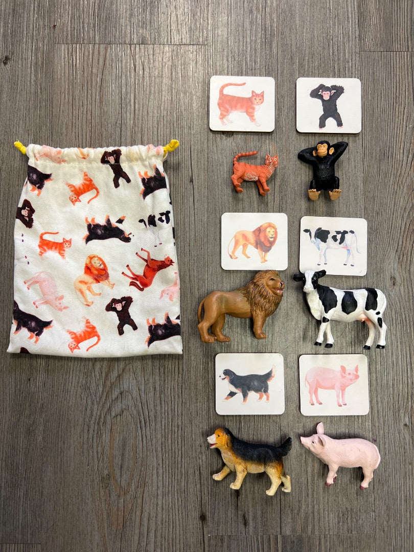 Multi Lovevery Montessori Animal Match with Bag, Toddler