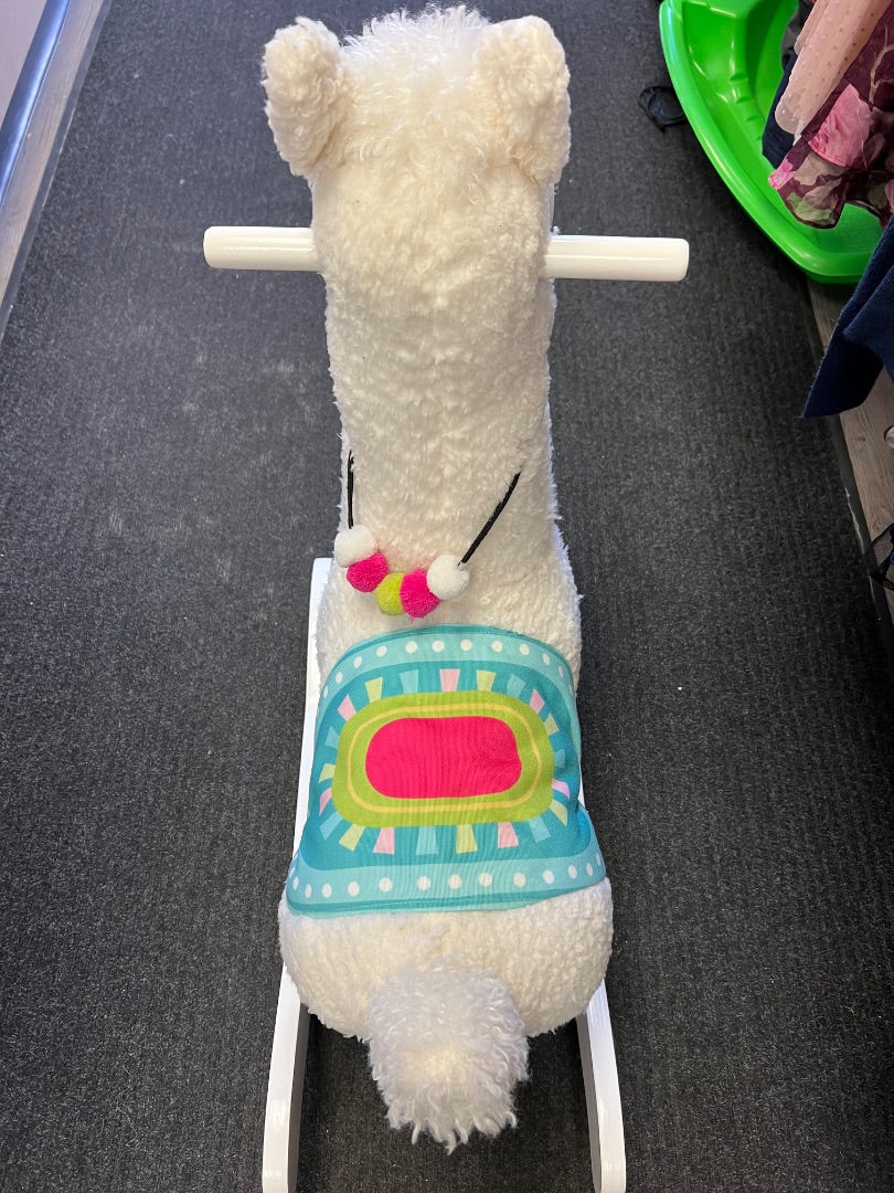 White Labebe Alpaca Ride on Toy, Toddler