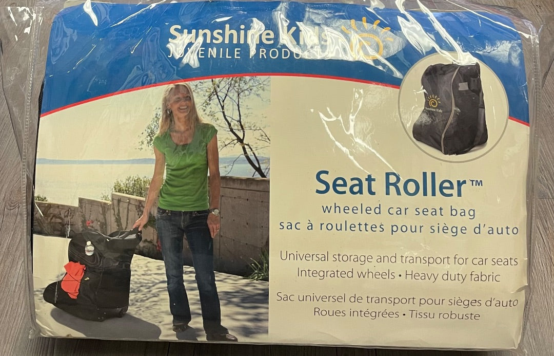 Black Sunshine Kids Seat Roller Wheeled Car Seat Bag, Universal Storage