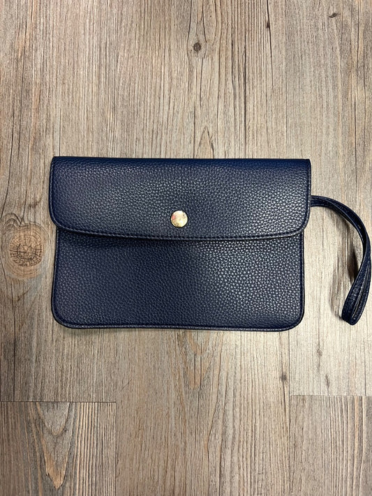 Blue  Faux Leather Wristlet