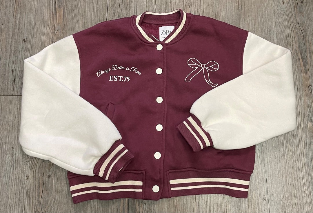 Maroon Zara Varsity Jacket, 11-12Y