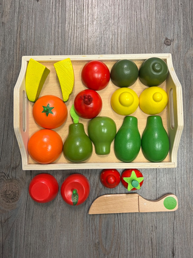 Wooden  Magnetic Food Set on a Tray, 20pcs Set