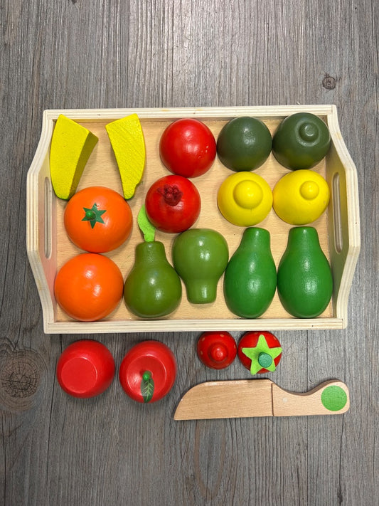 Wooden  Magnetic Food Set on a Tray, 20pcs Set