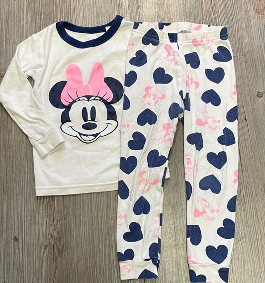White/Navy Disney Minnie Mouse 2 Pcs PJ's, 3Y