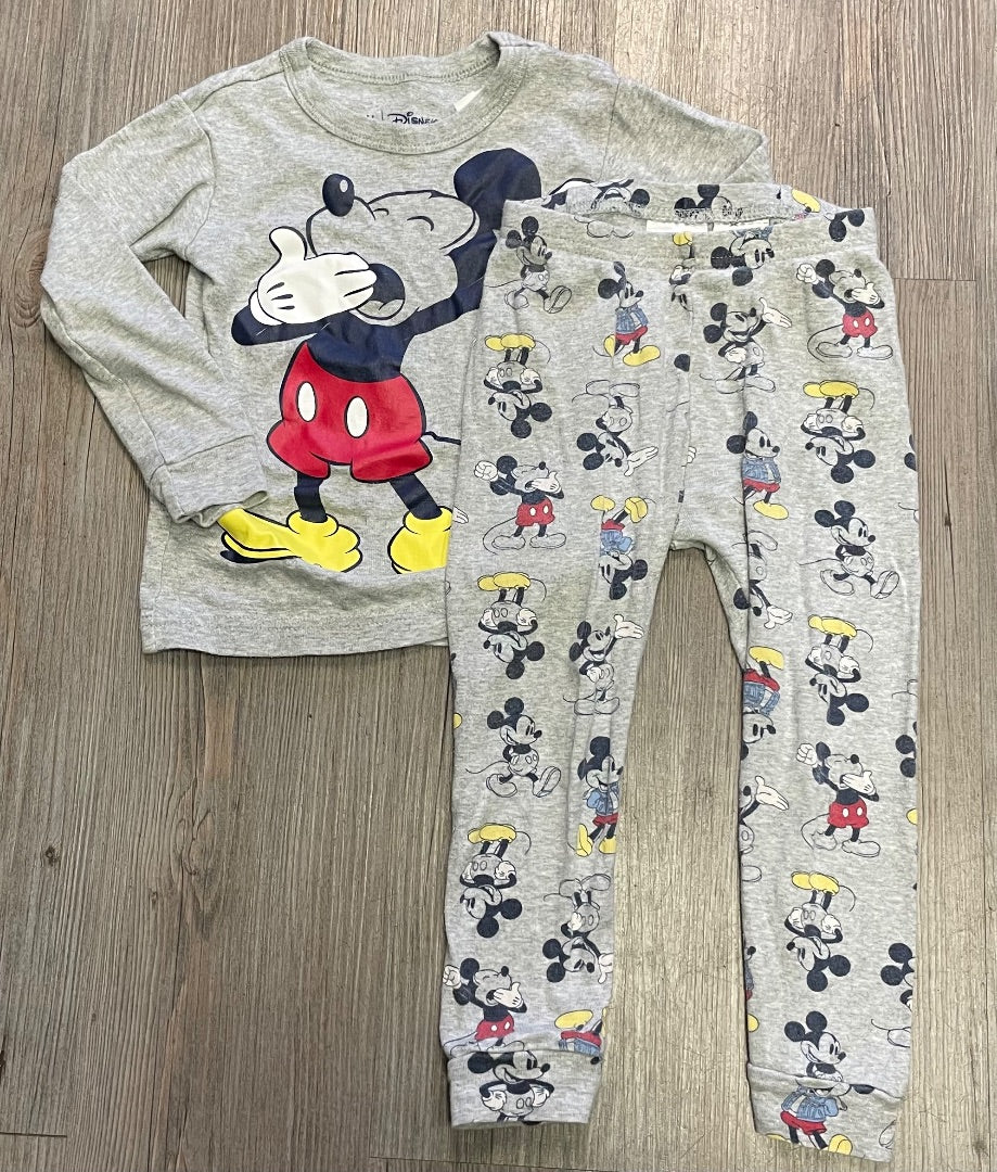 Grey Disney Mickey Mouse 2 Pcs PJ's, 3Y