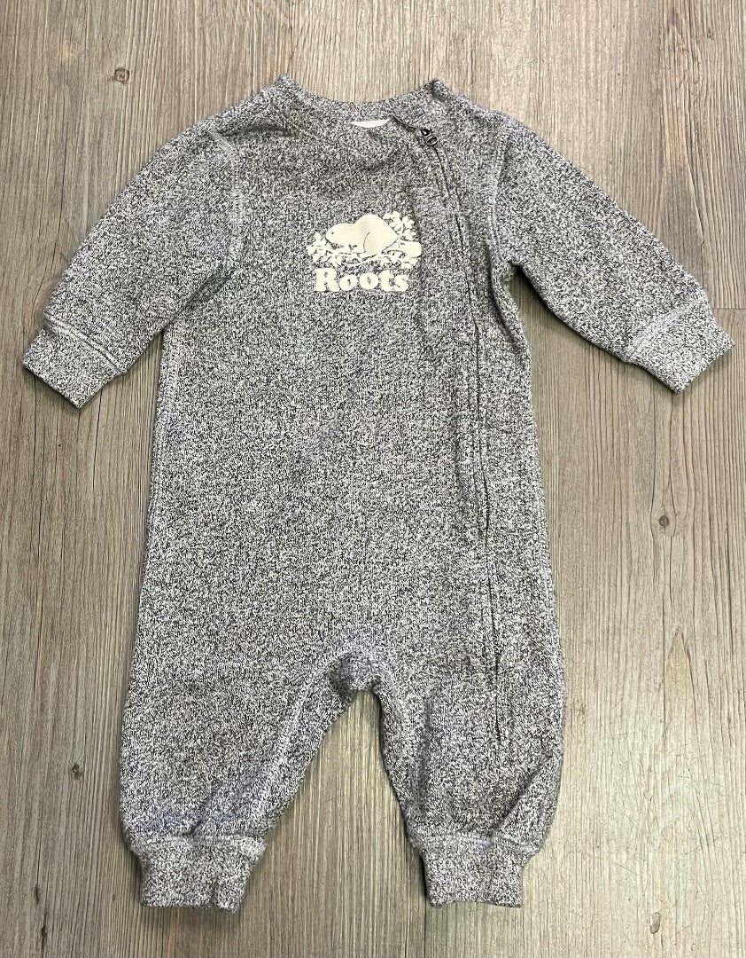 Salt & Pepper Roots Zip Up Onesie, 6-12M