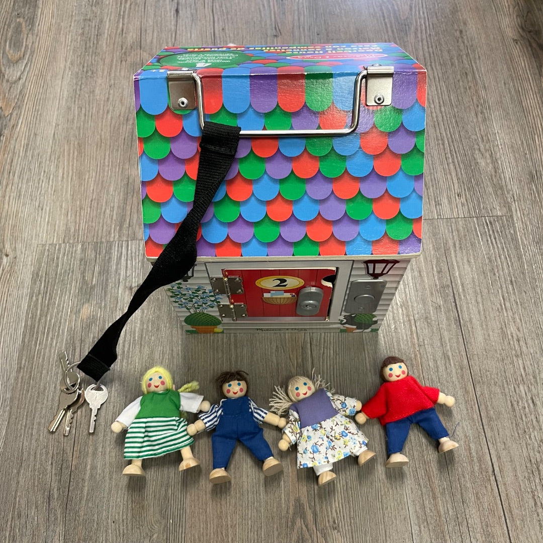 Multi Colour M&D Take Along Wooden Doorbell Doll House, Pre-owned