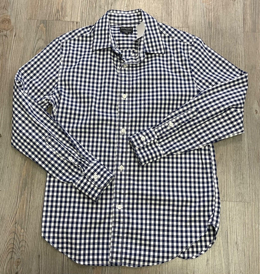 Blue/White Crewcuts Gingham Dress Shirt, 12Y