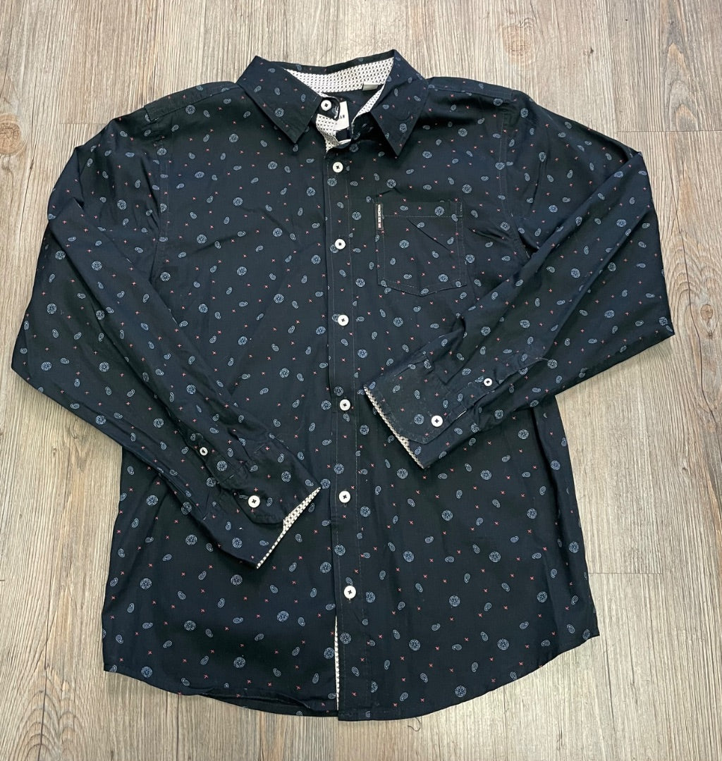 Navy Ben Sherman Paisley Dress Shirt, 14-16Y