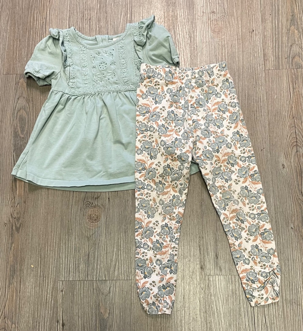 Green Happily Grey Kids 2pc Clothing Set, 4Y