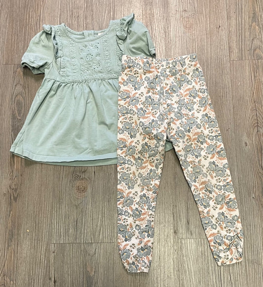 Green Happily Grey Kids 2pc Clothing Set, 4Y
