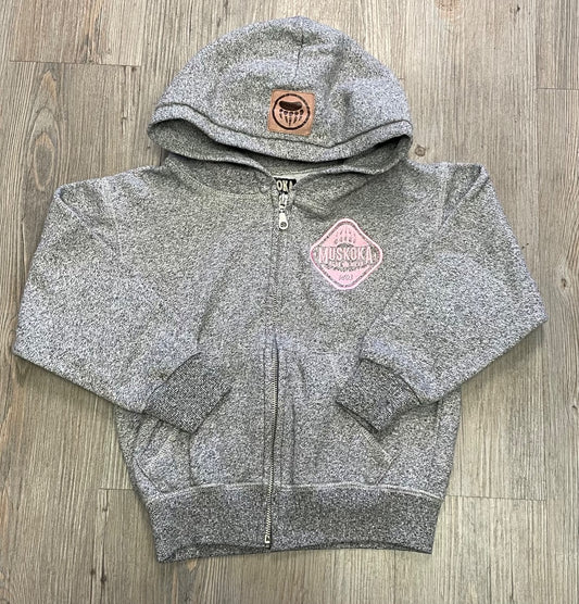 Grey Muskoka Bear Zip Hoodie, 4-5Y