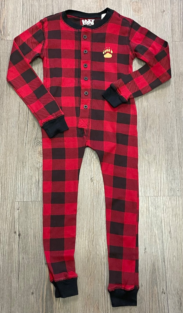 Plaid Lazy One PJ Onesie, 4Y