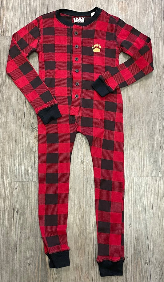 Plaid Lazy One PJ Onesie, 4Y
