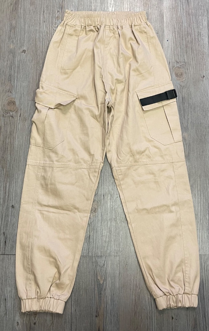 Beige  Jogger cargo Pants, 10-12Y