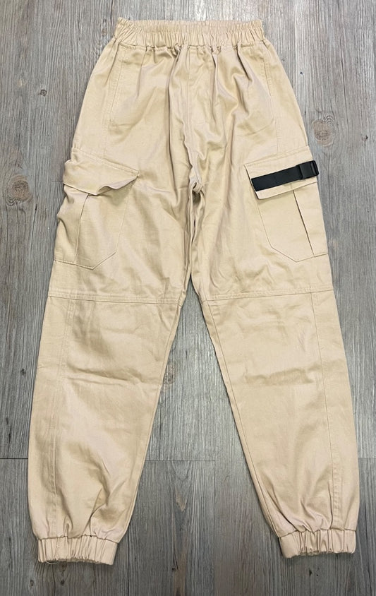 Beige  Jogger cargo Pants, 10-12Y