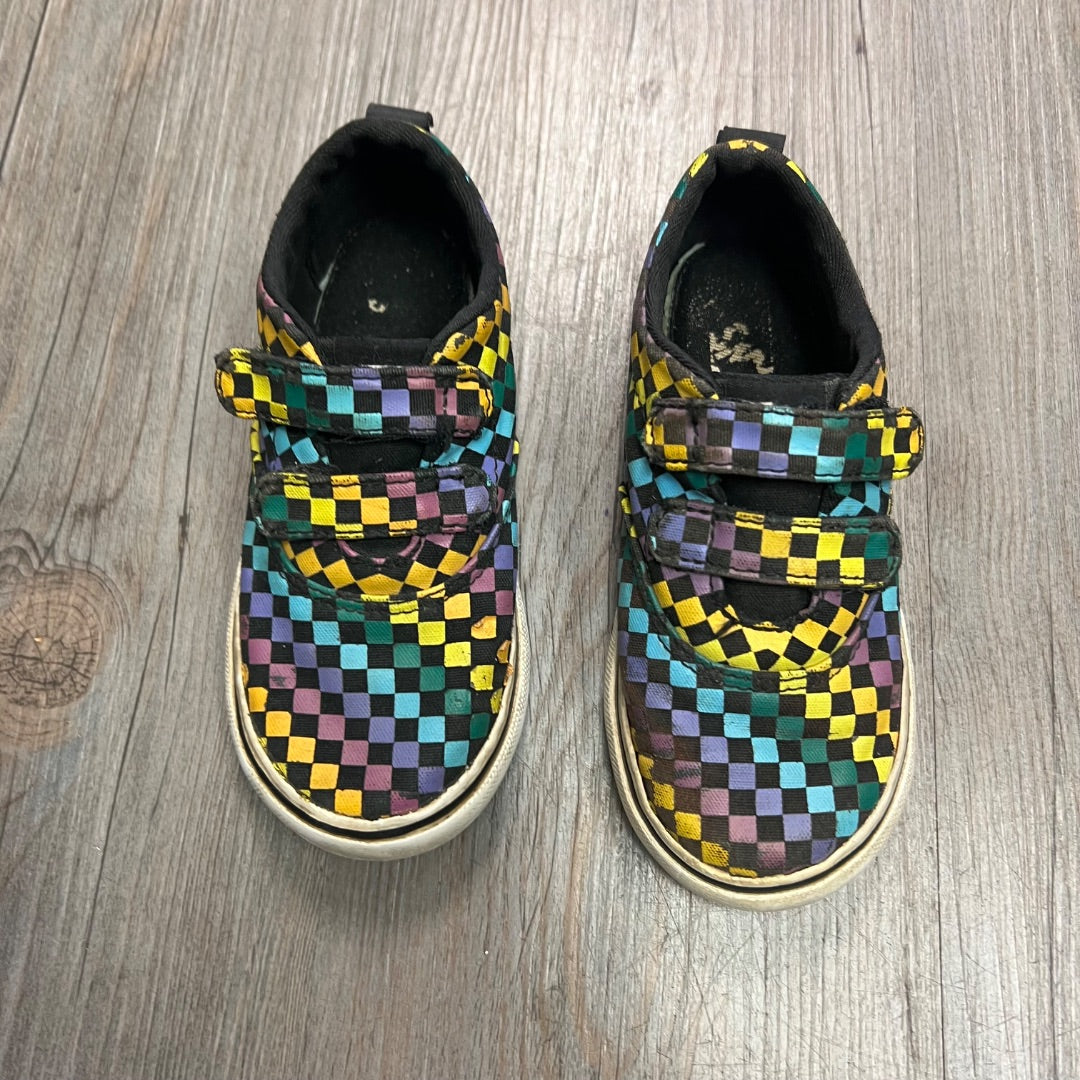 Checkered Vans Velcro Shoes, 9T