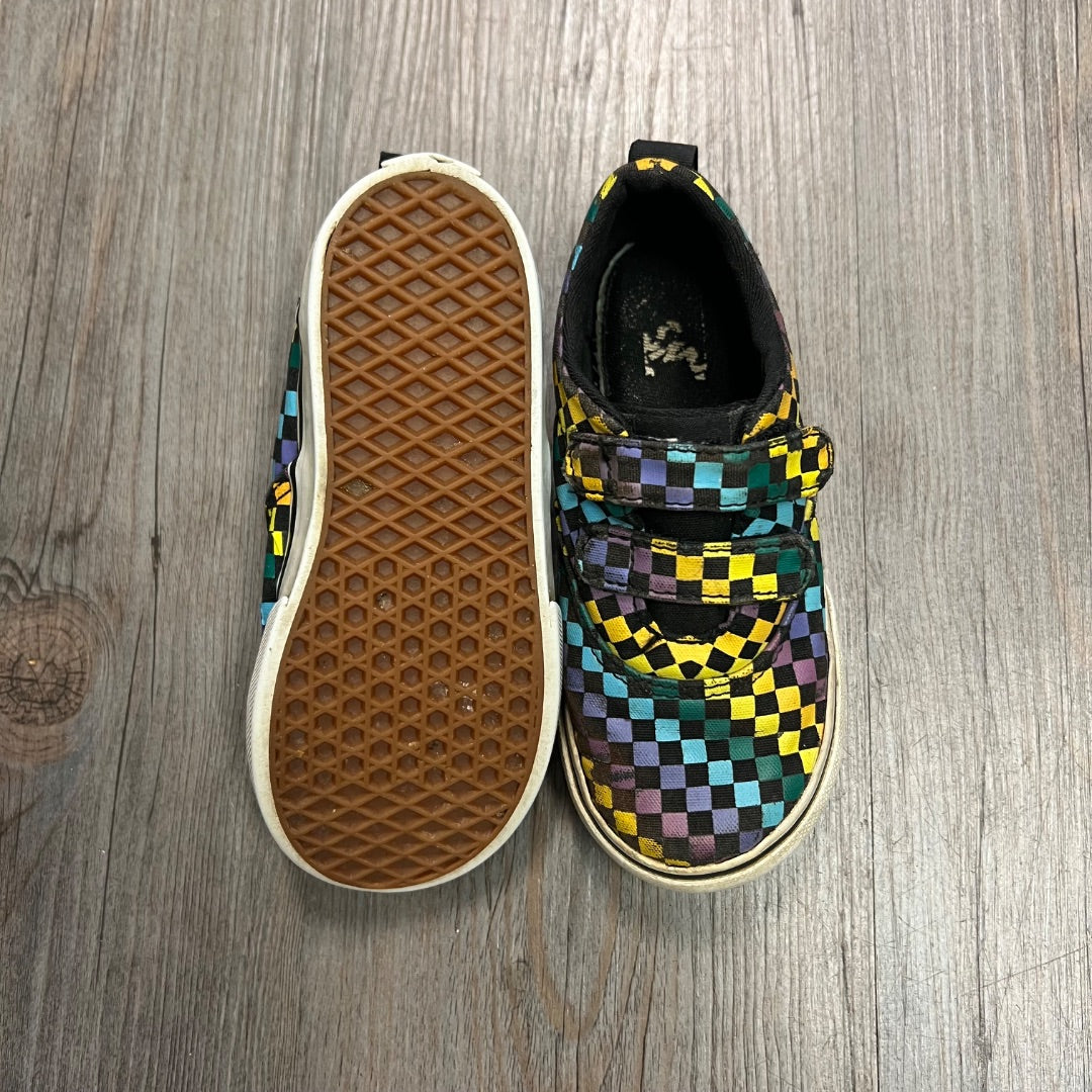 Checkered Vans Velcro Shoes, 9T