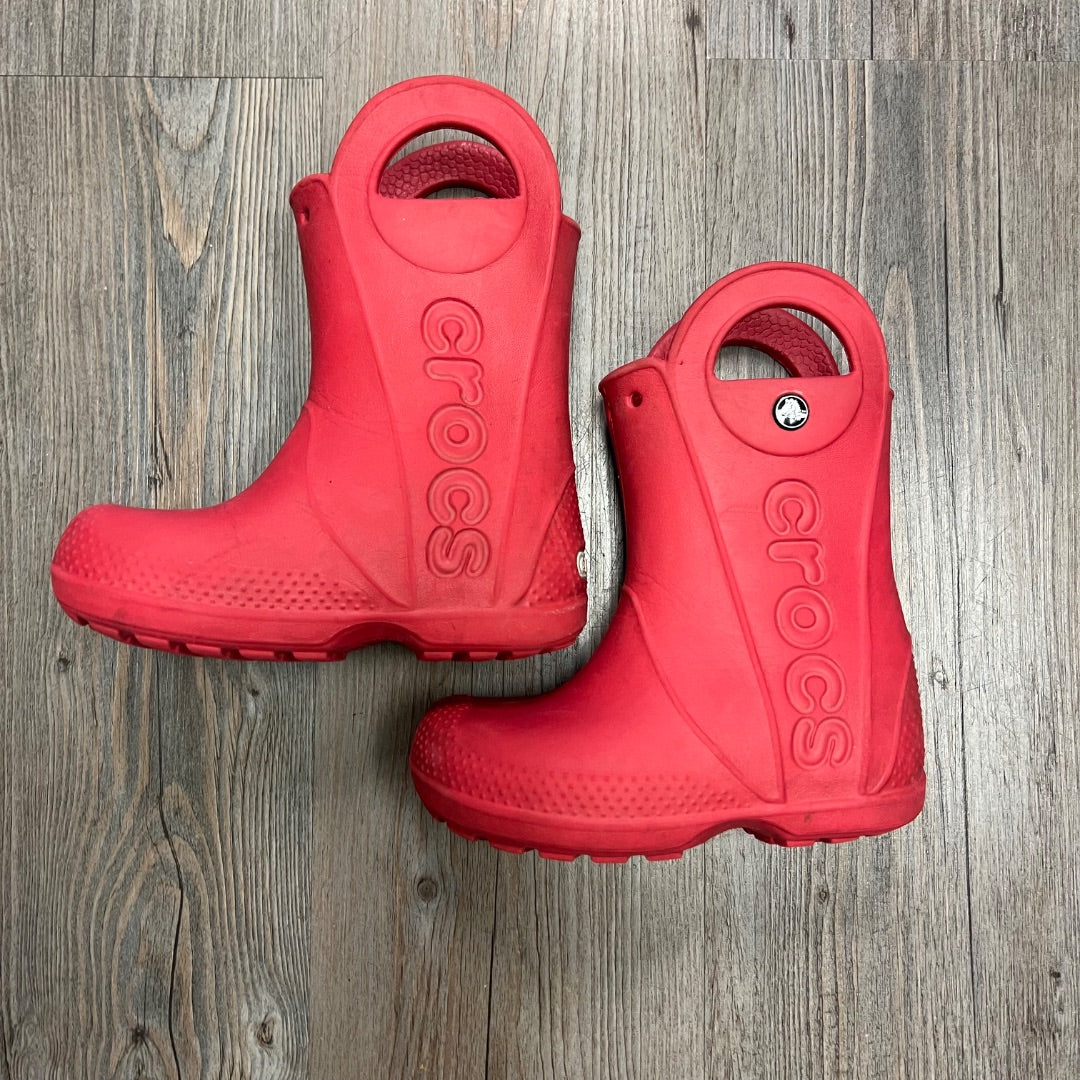 Red Crocs Rain Boots, 9T