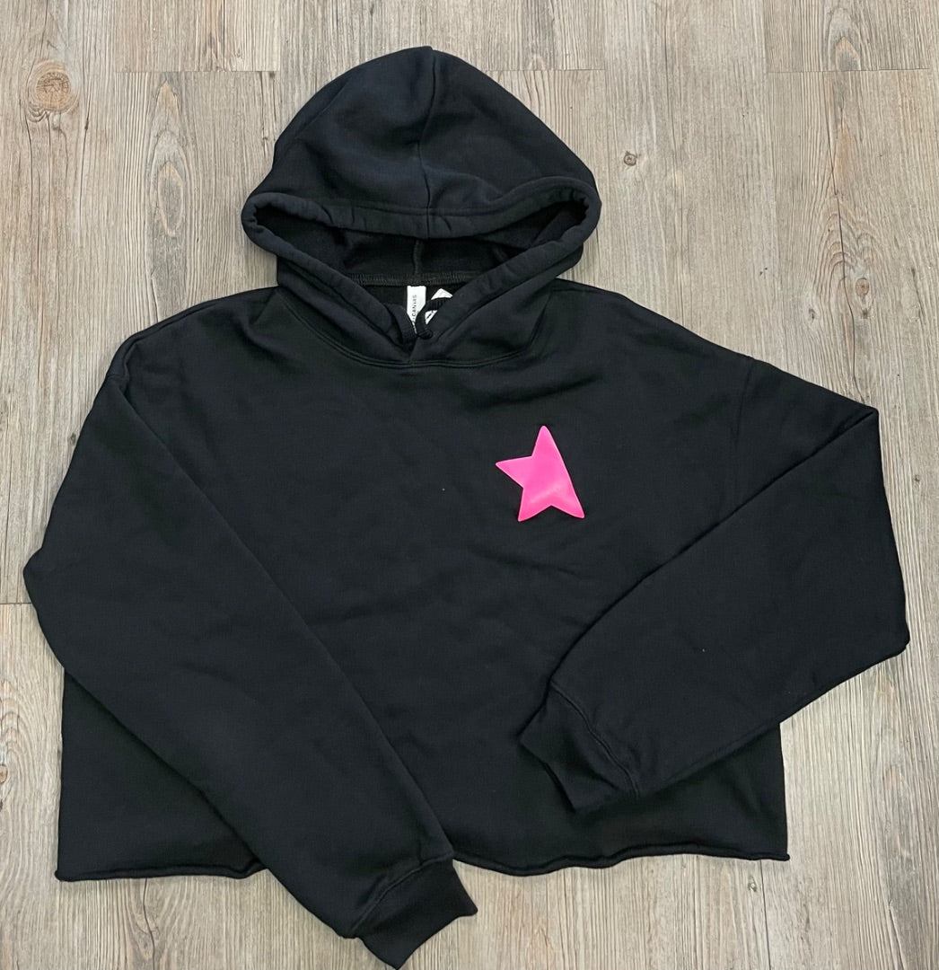 Black /Pink Fleece  Pullover Sweatshirt Hoodie, 10-12Y