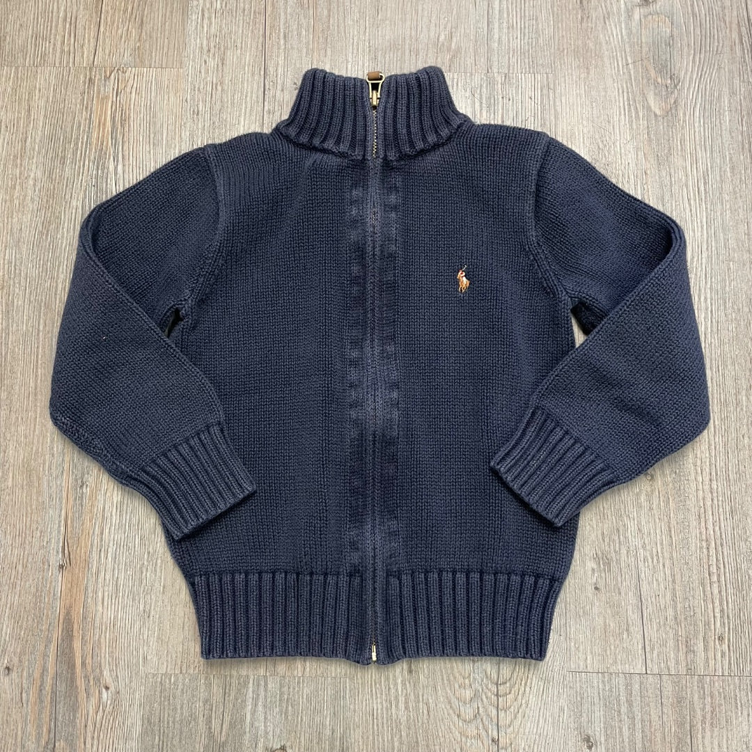 Navy Polo Ralph Lauren Zip Knit Sweater, 5Y