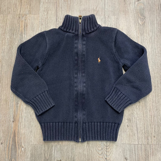 Navy Polo Ralph Lauren Zip Knit Sweater, 5Y