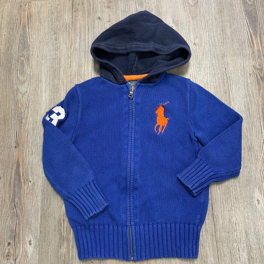 Blue Polo Ralph Lauren Zip Knit Hoodie, 5Y