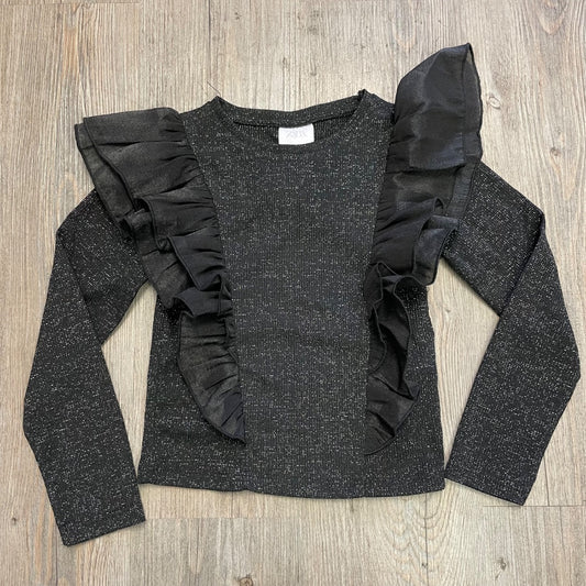 Black Zara Glitter LS Top, 6Y