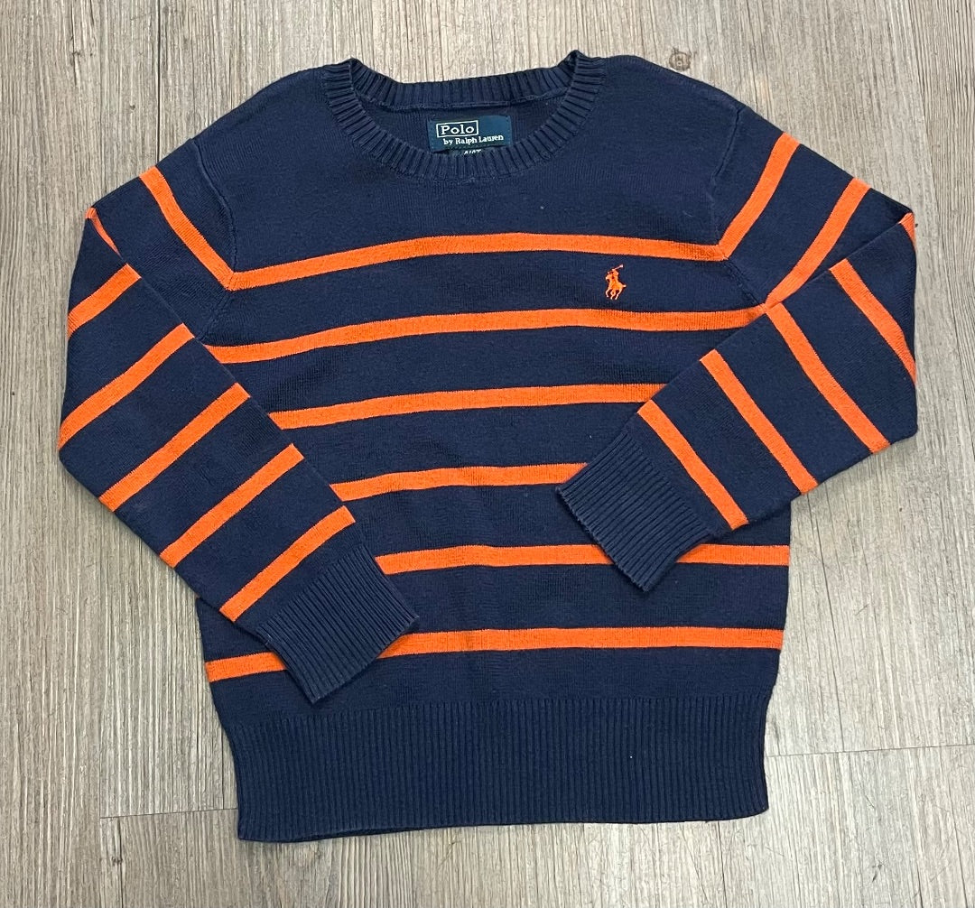 Stripe Orange , Navy Polo Ralph Lauren Knit Sweater, 6Y