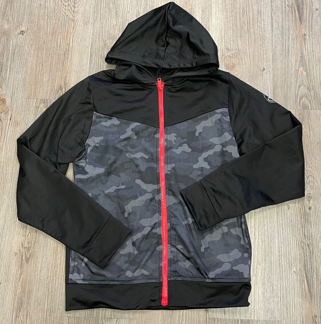 Camo Black Body Glove Zip hooded Jacket, 10-12Y