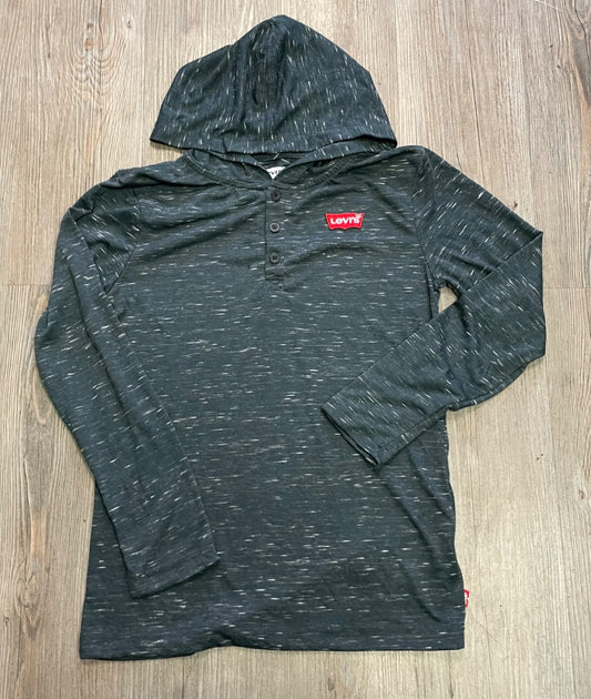 Charcoal Levis Hooded LS Tee, 10-12Y
