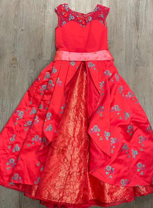 Red-Floral Disney Princess Elena Dress, 7-8Y