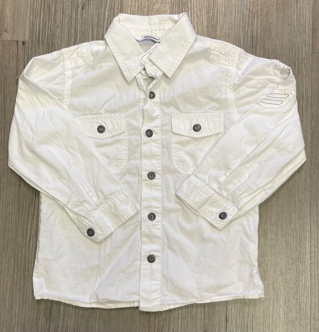 White 3 Pommes LS Shirt, 4Y