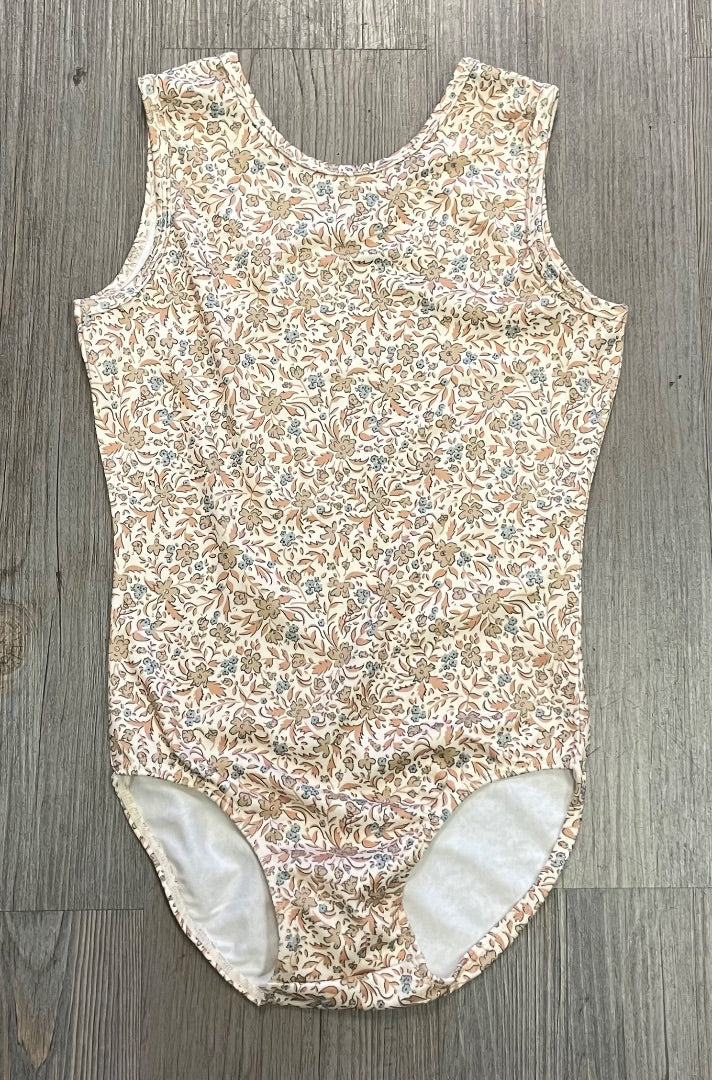 Beige Rylee + Cru Blossom Basic Leotard, 8-9Y