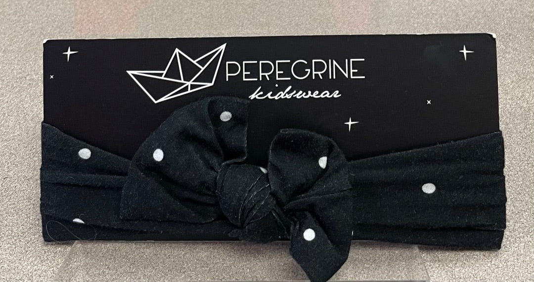 Black Peregrine Polka Dot Bamboo Headband