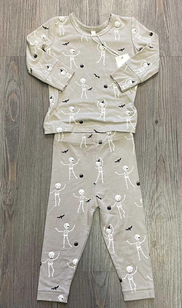 Grey Quincy Mae Bamboo PJ Set Skeleton, 3-6M