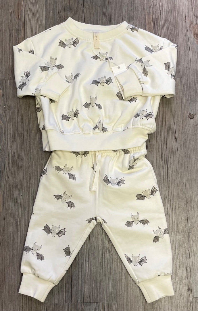 Ivory Quincy Mae Fleece Sweat Set Bats, 3-6M